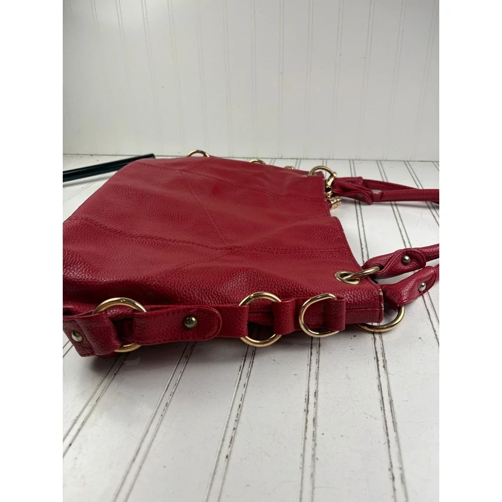 Vintage Y2K Red Pebbled Vegan Leather Hobo Slouchy Shoulder Bag Purse